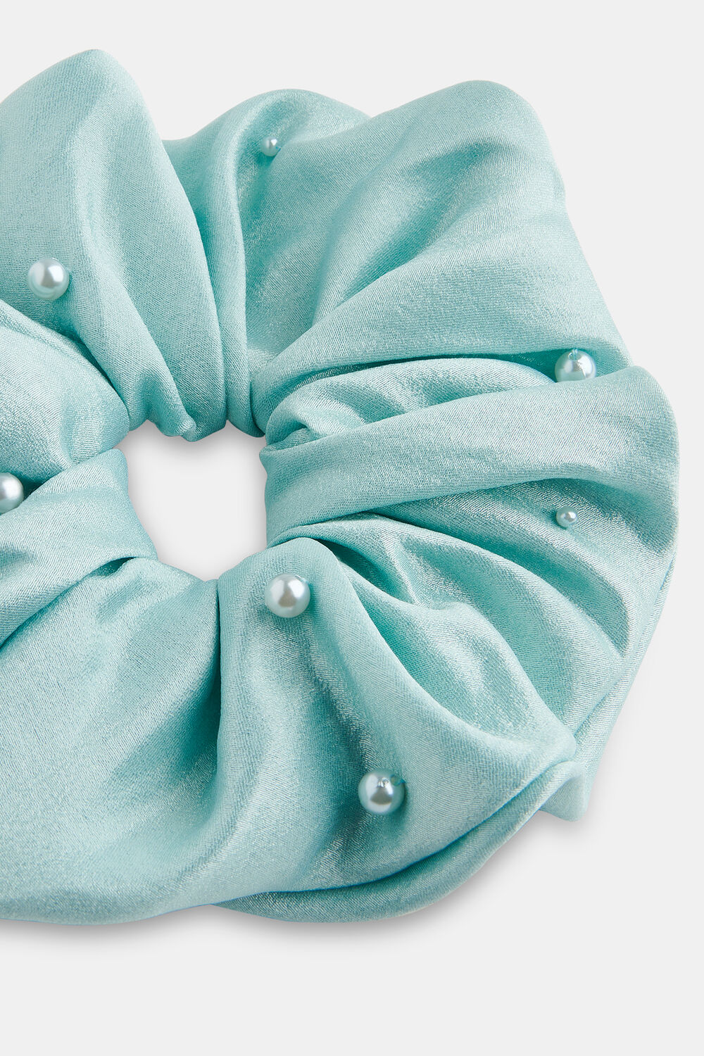 Pale Blue Large Beaded Scrunchie