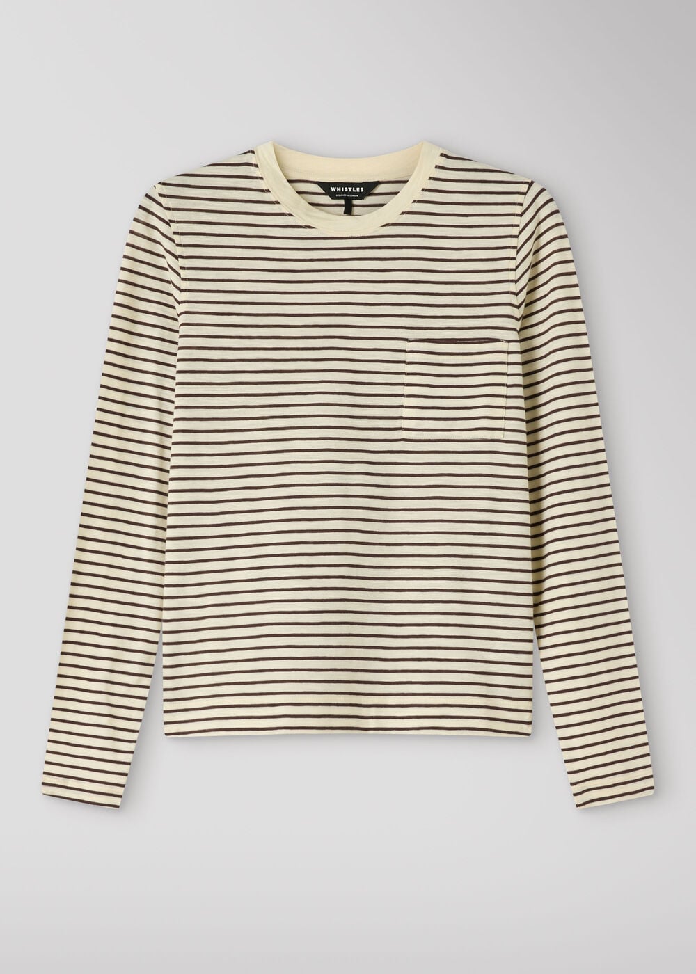 Stripe Crew Neck Pocket Top