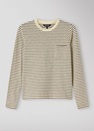Stripe Crew Neck Pocket Top