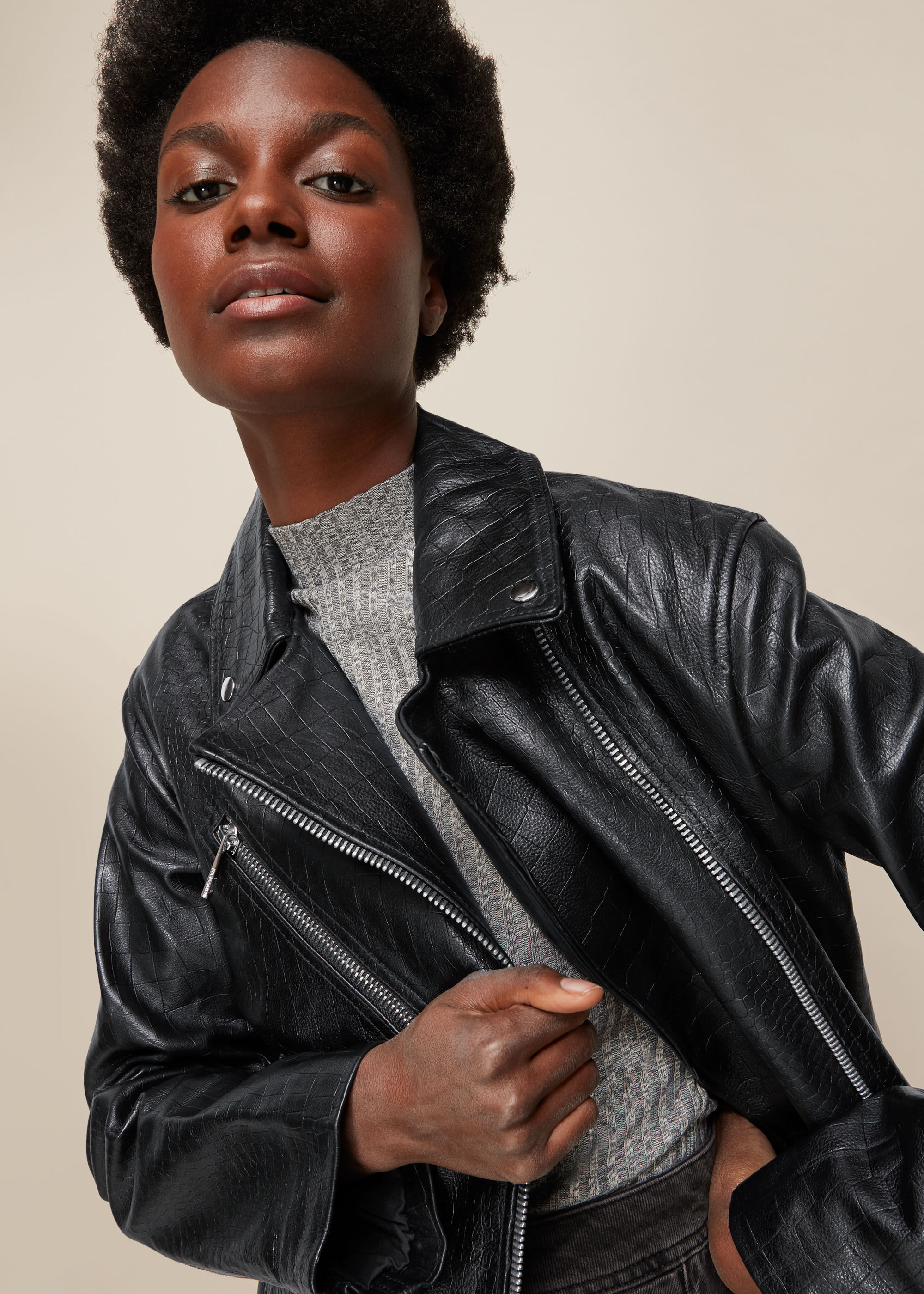 Croc leather jacket store