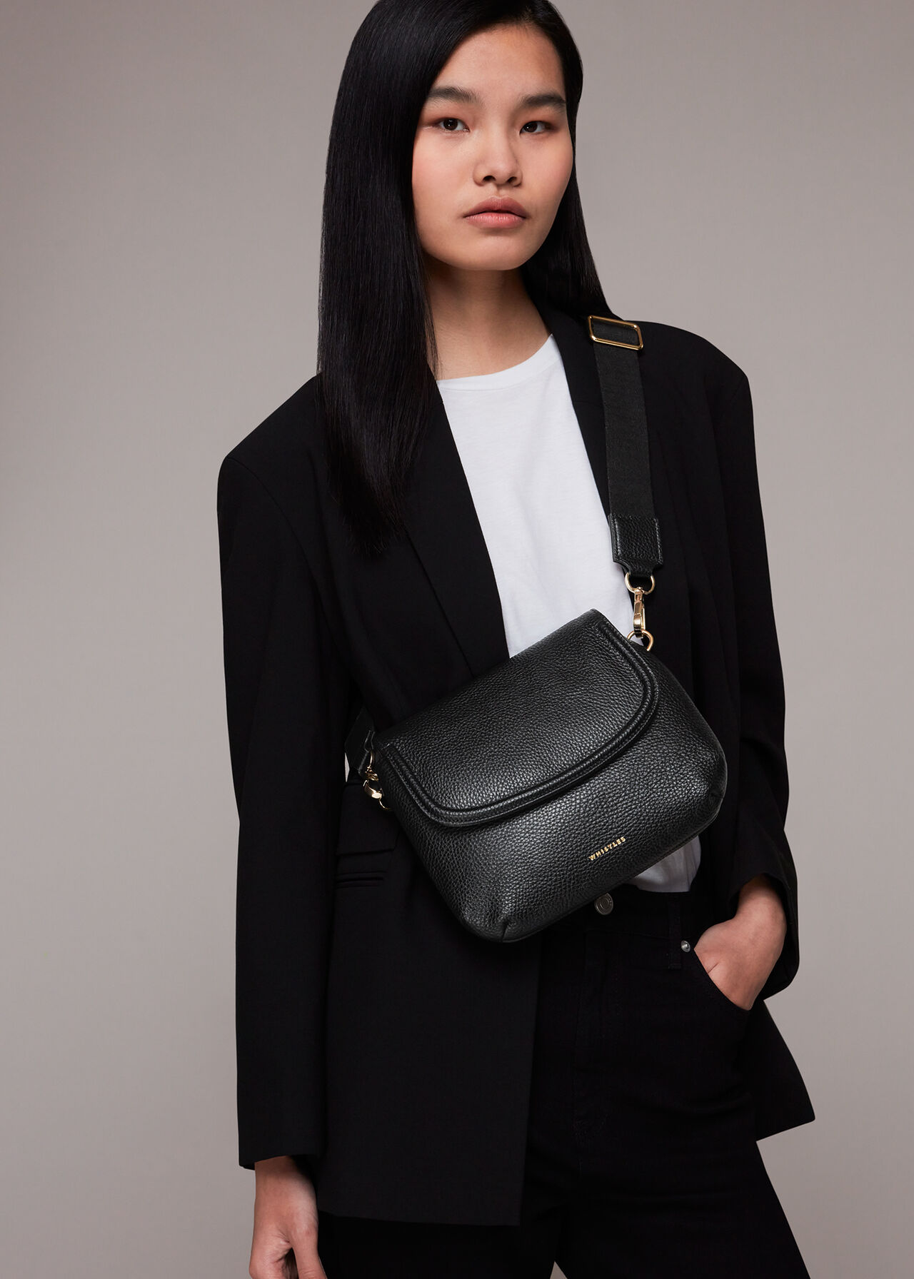 Black Nala Soft Saddle Bag | WHISTLES