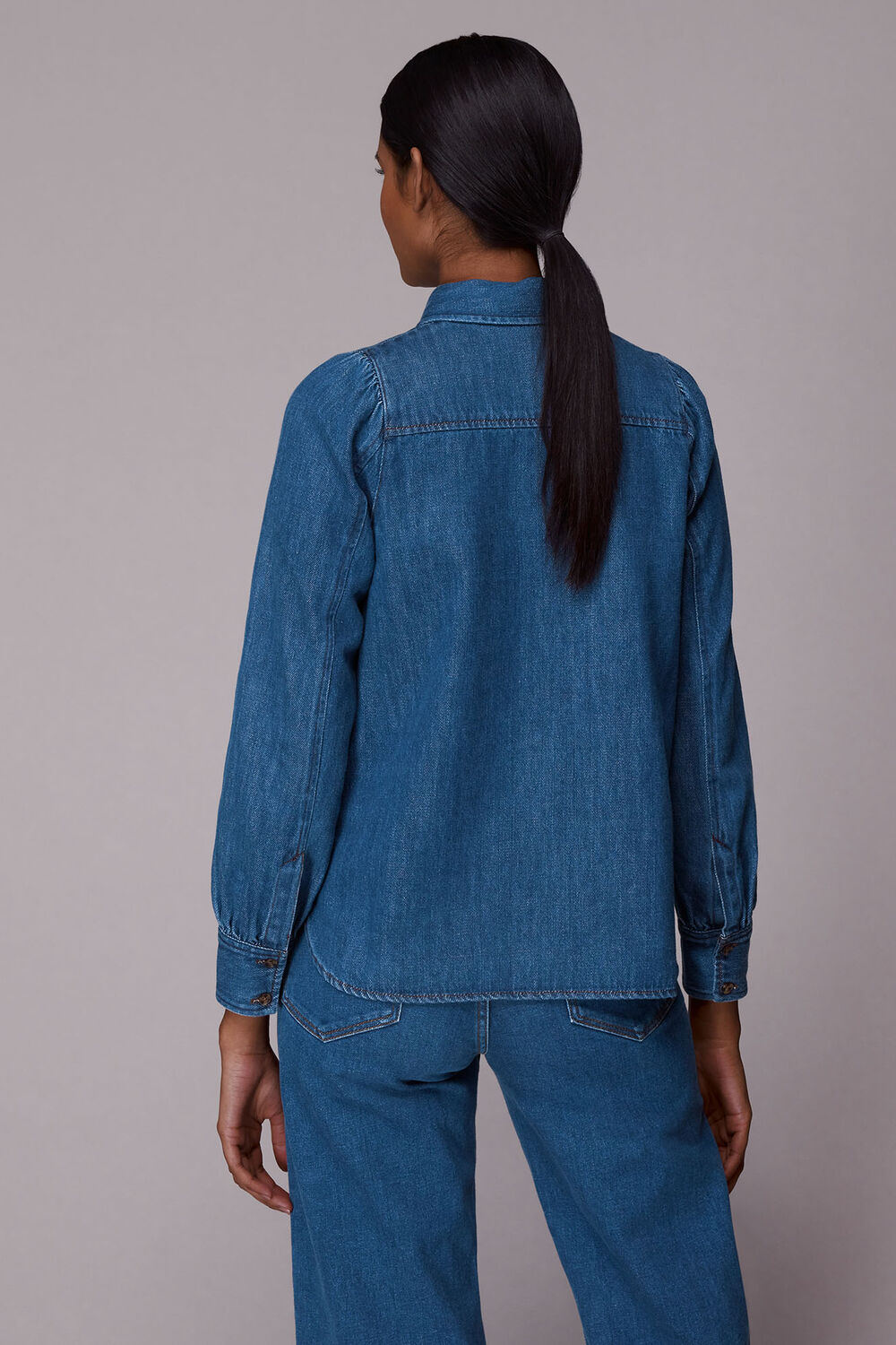 Puff Sleeve Detail Denim Shirt