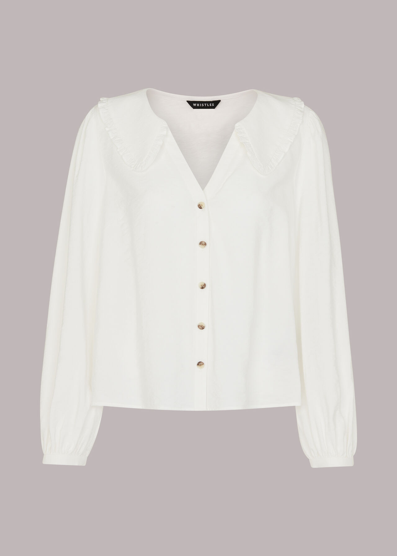 White Lula Collar Detail Blouse | WHISTLES | Whistles UK