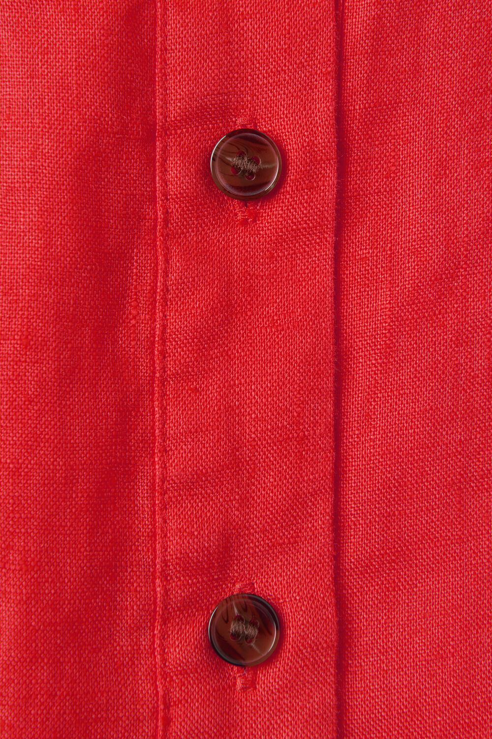 Red Linen Grandad Collar Shirt