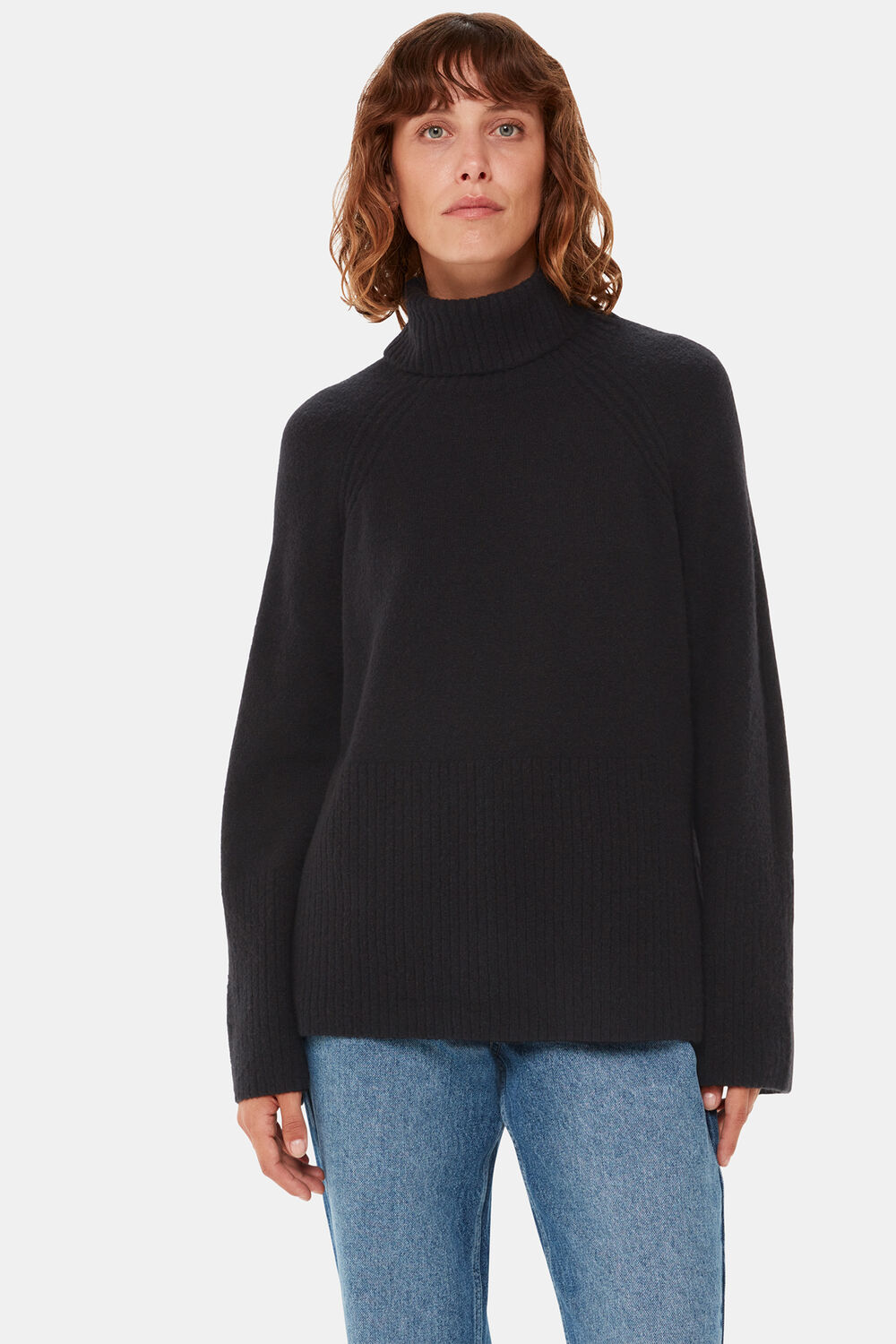 Textured Rib Detail Roll Neck