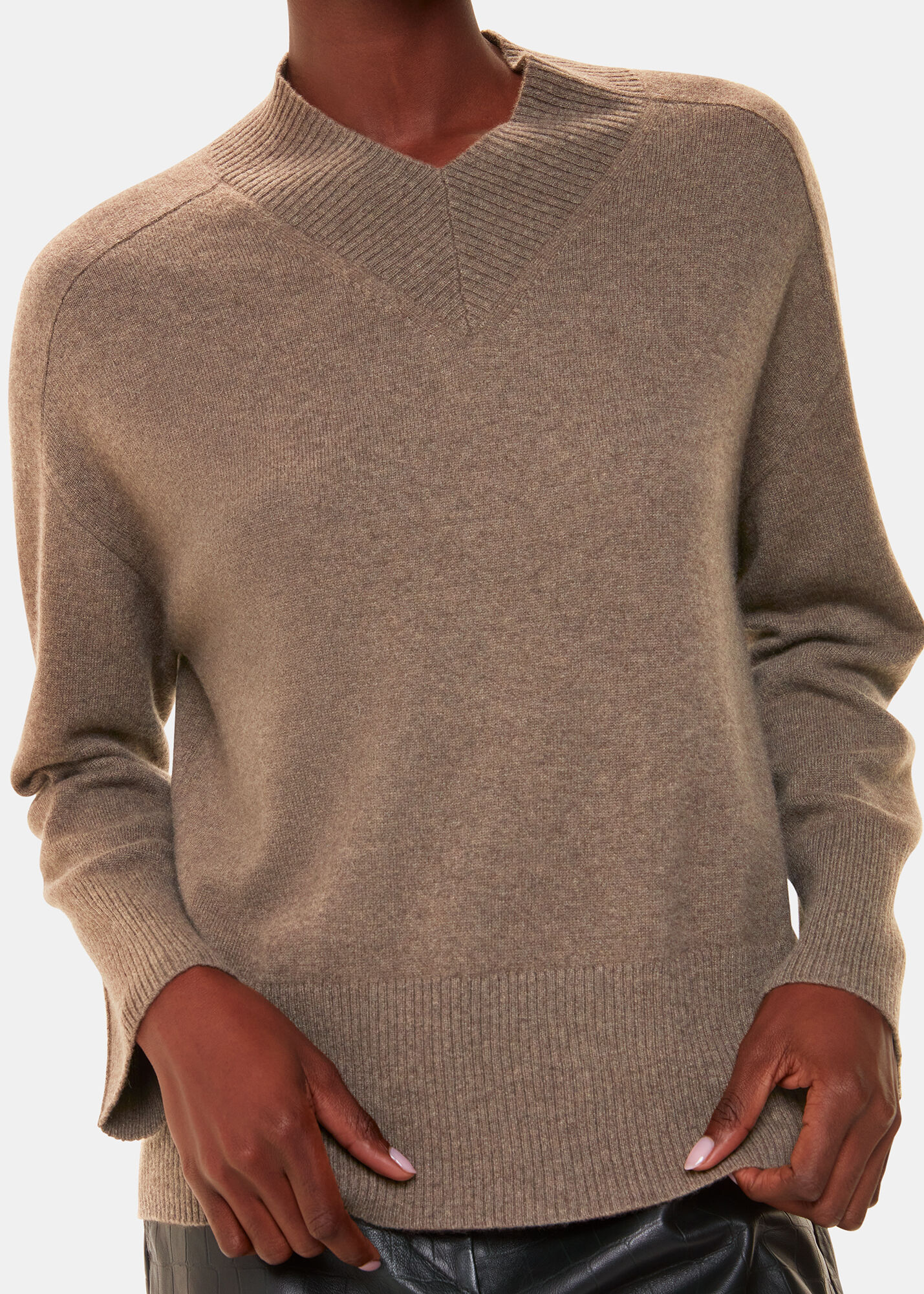 Women's Neutral Cashmere V Neck Sweater | Whistles US |