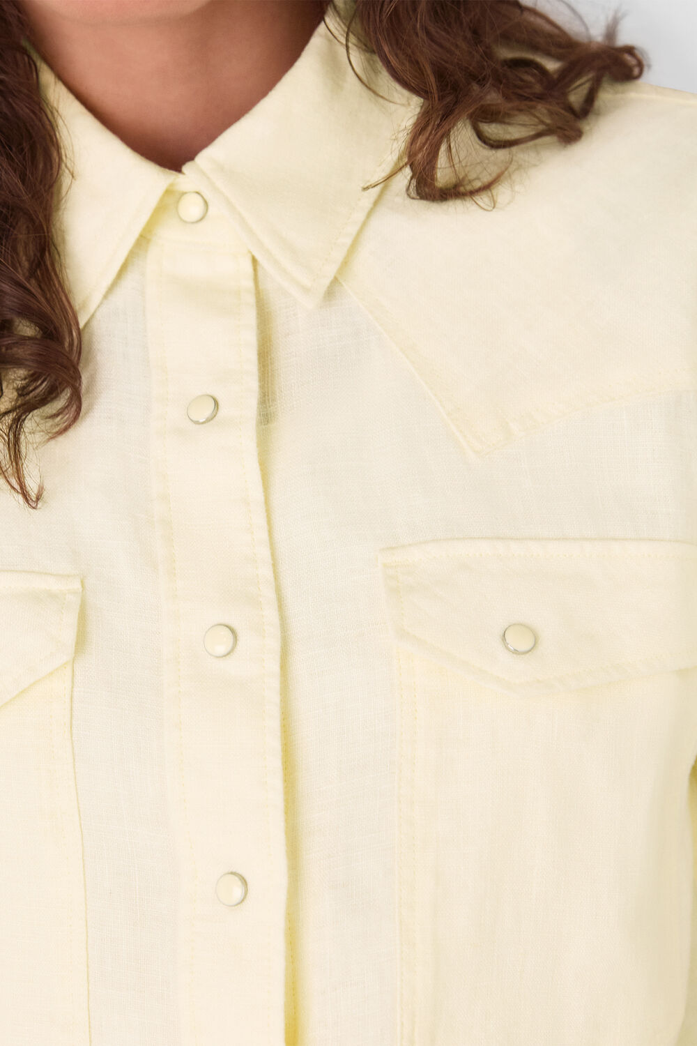 Ivory Linen Western Detail Shirt