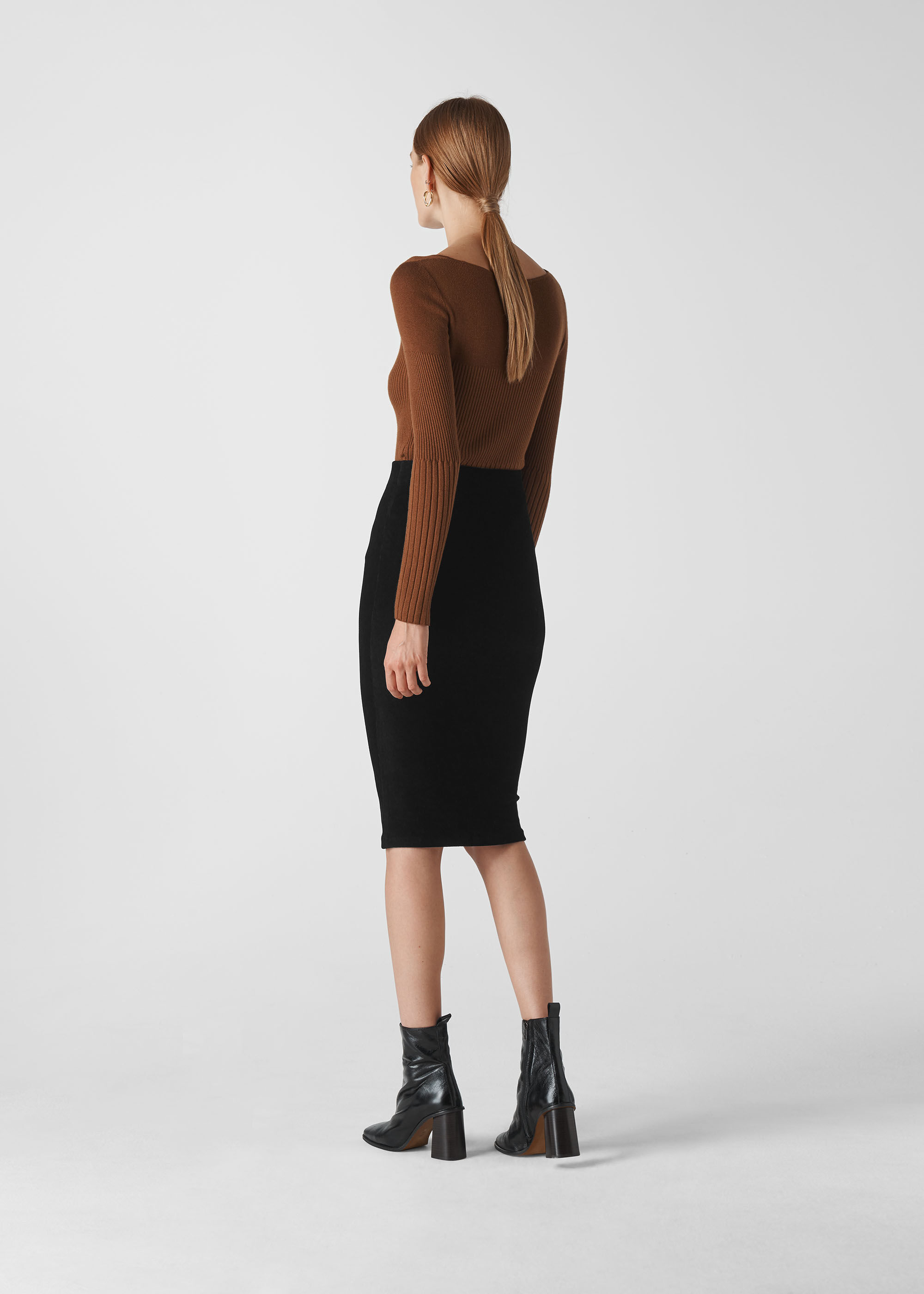 Black Velvet Jersey Tube Skirt WHISTLES