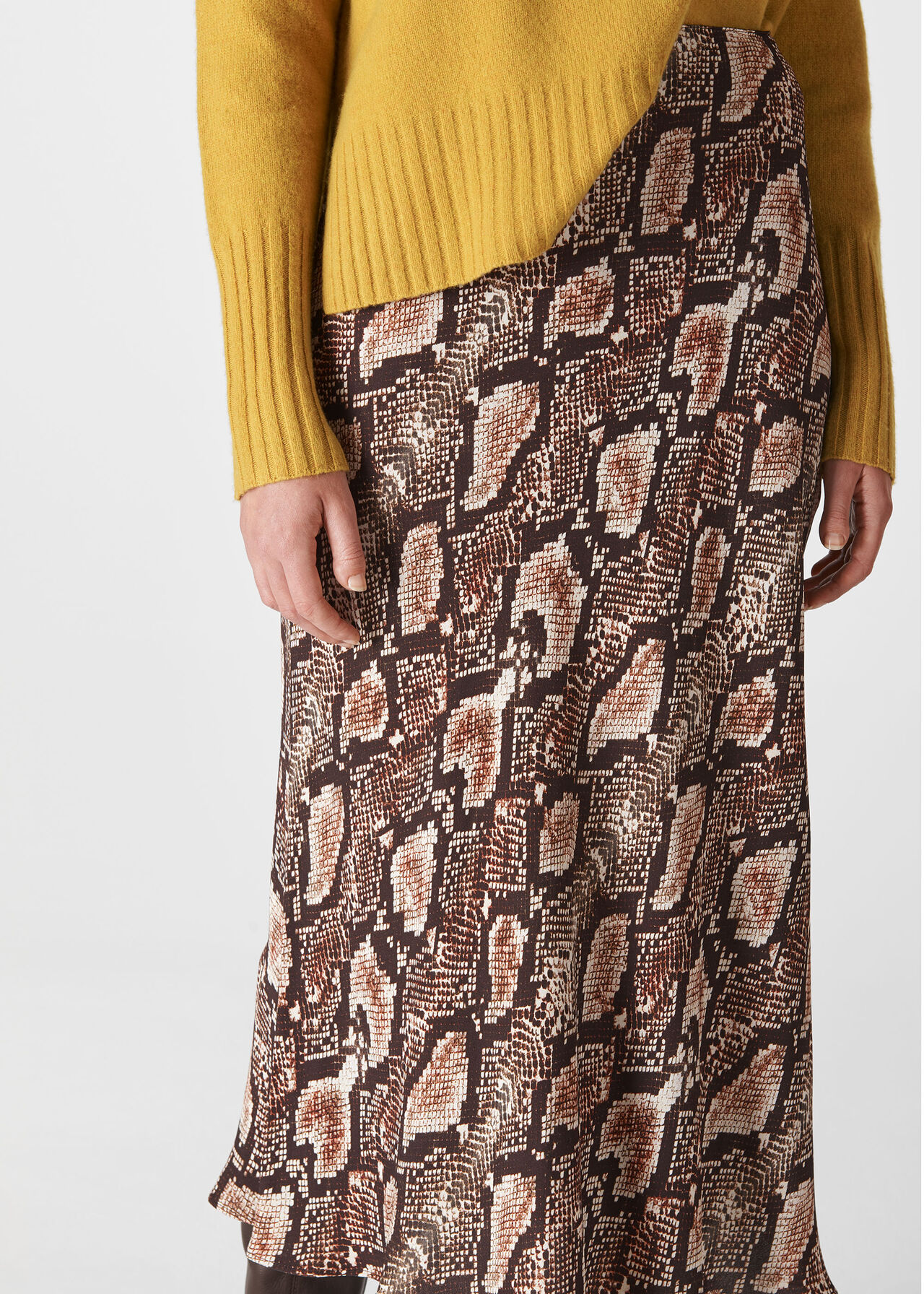 Snake Print Bias Cut Skirt Snake Print