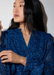 Floral Textured V Neck Blouse