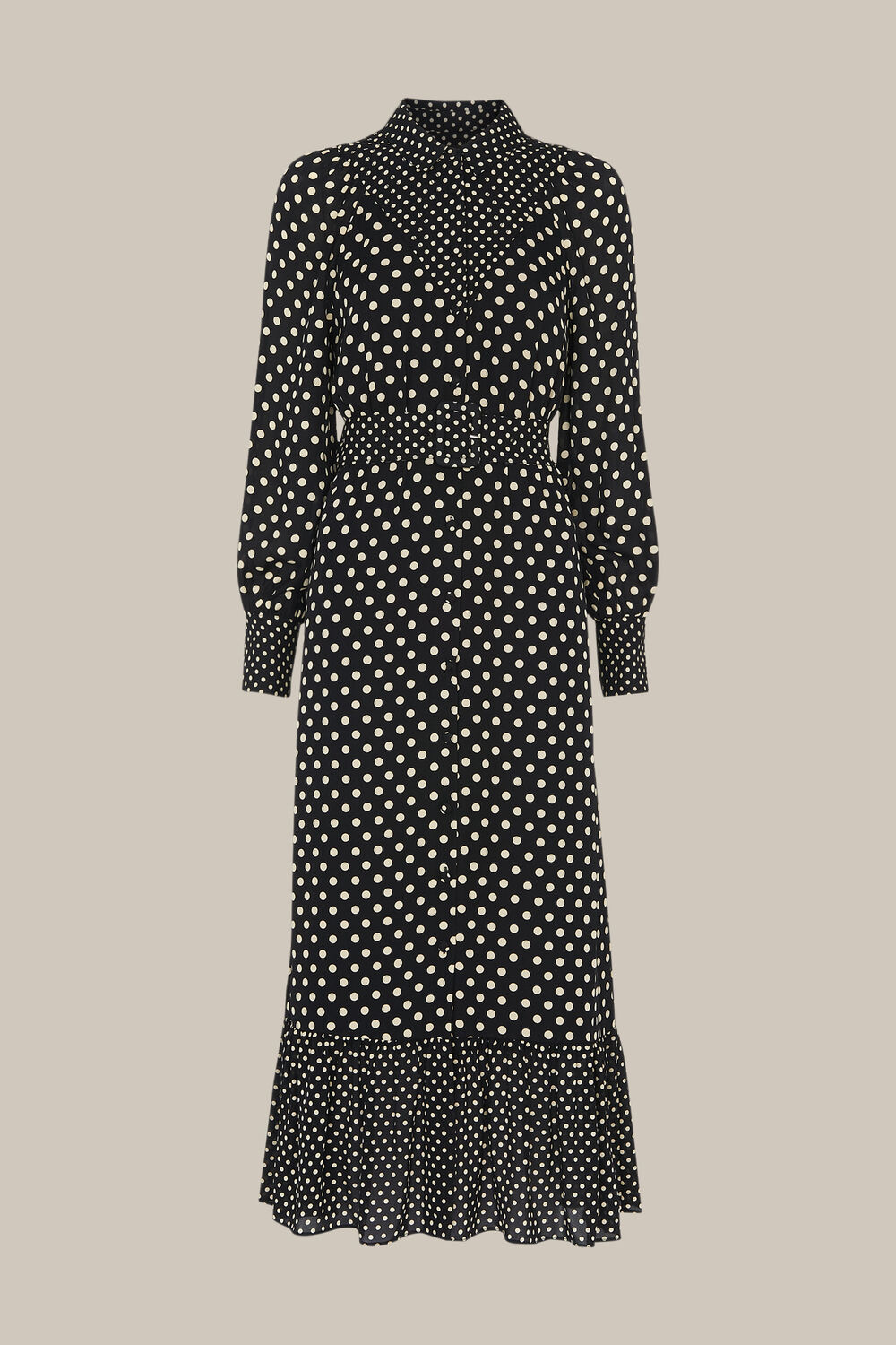 Spot Print Silk Shirt Dress