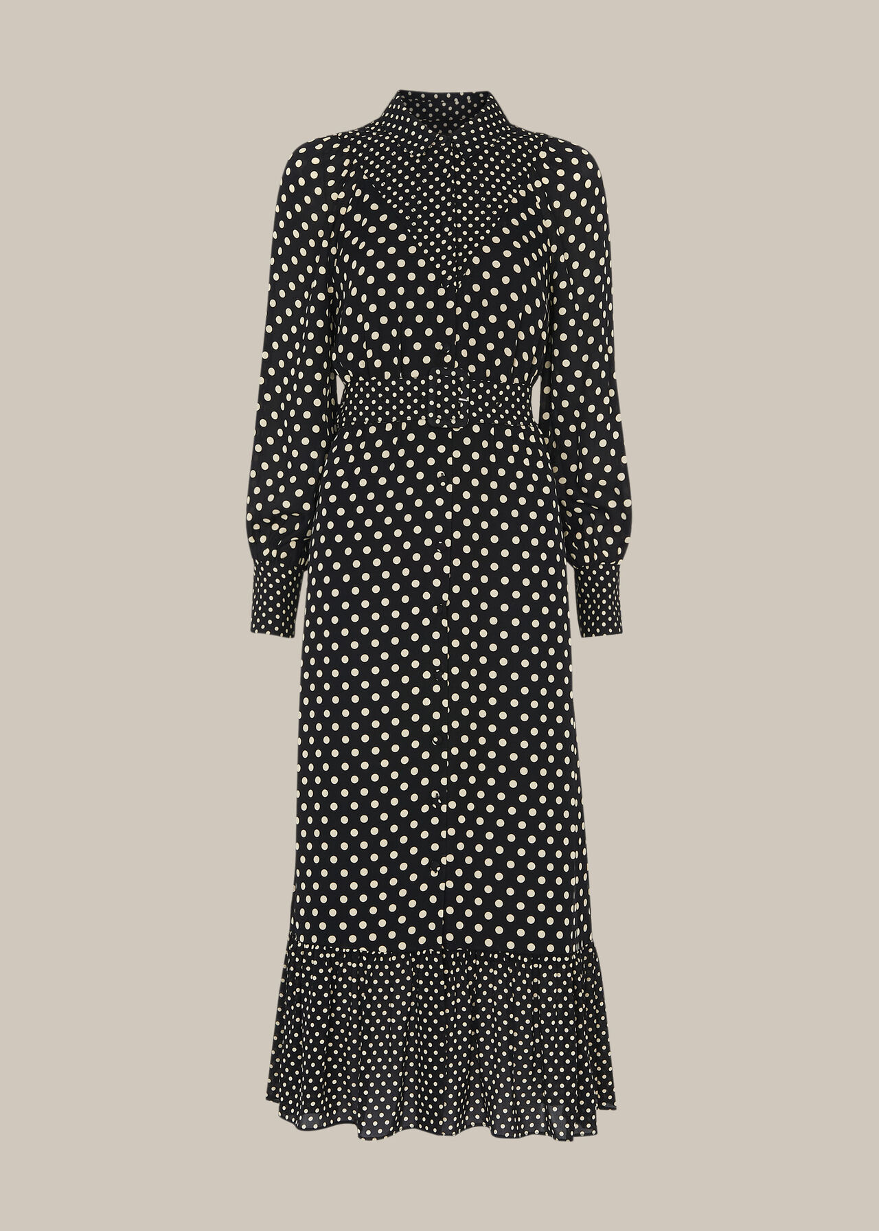 Spot Print Silk Shirt Dress