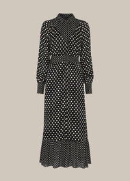 Spot Print Silk Shirt Dress
