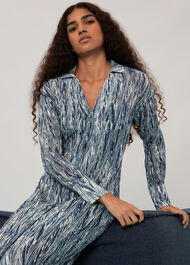 Marble Stripe Plisse Dress