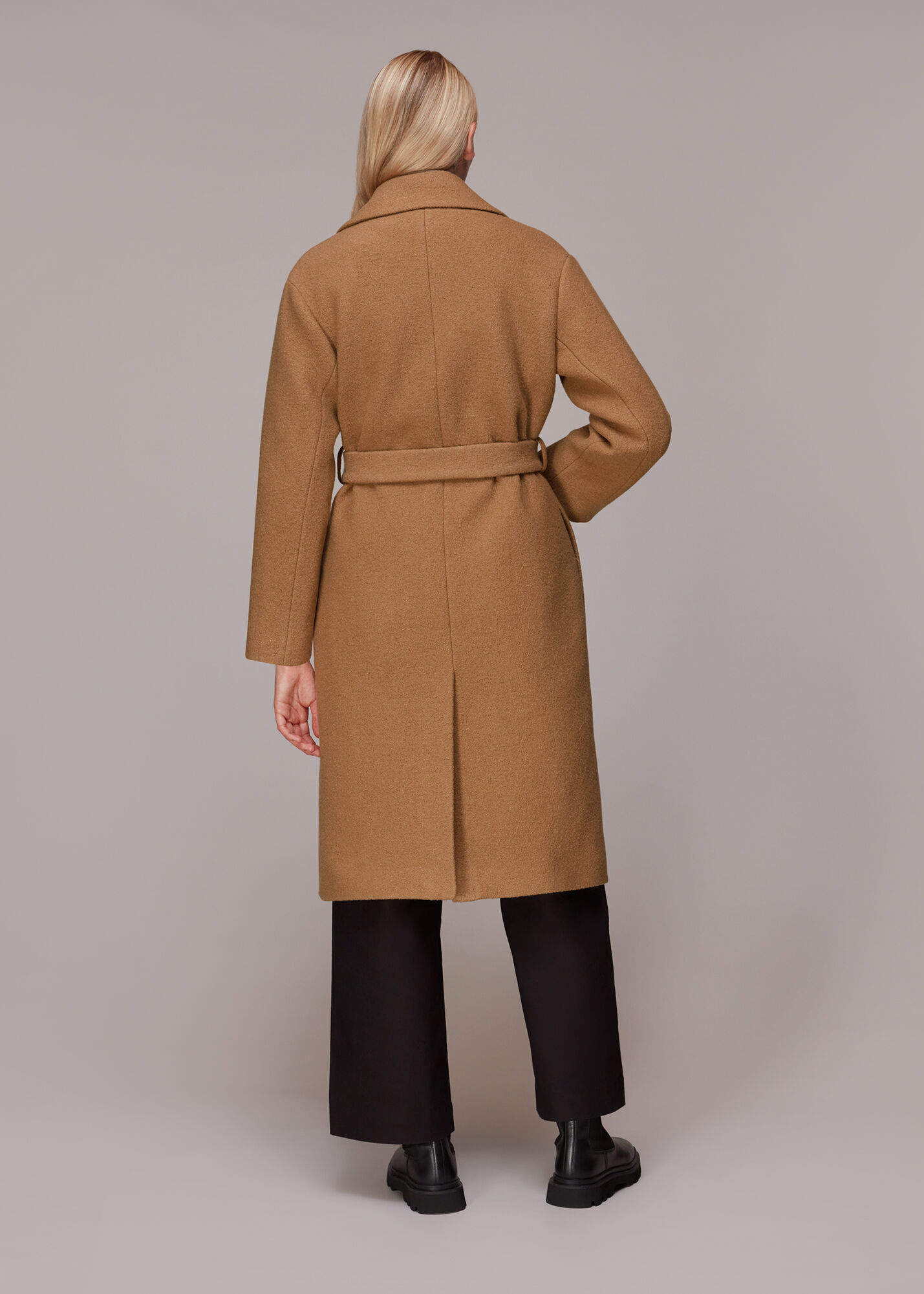Camel wrap wool coat online