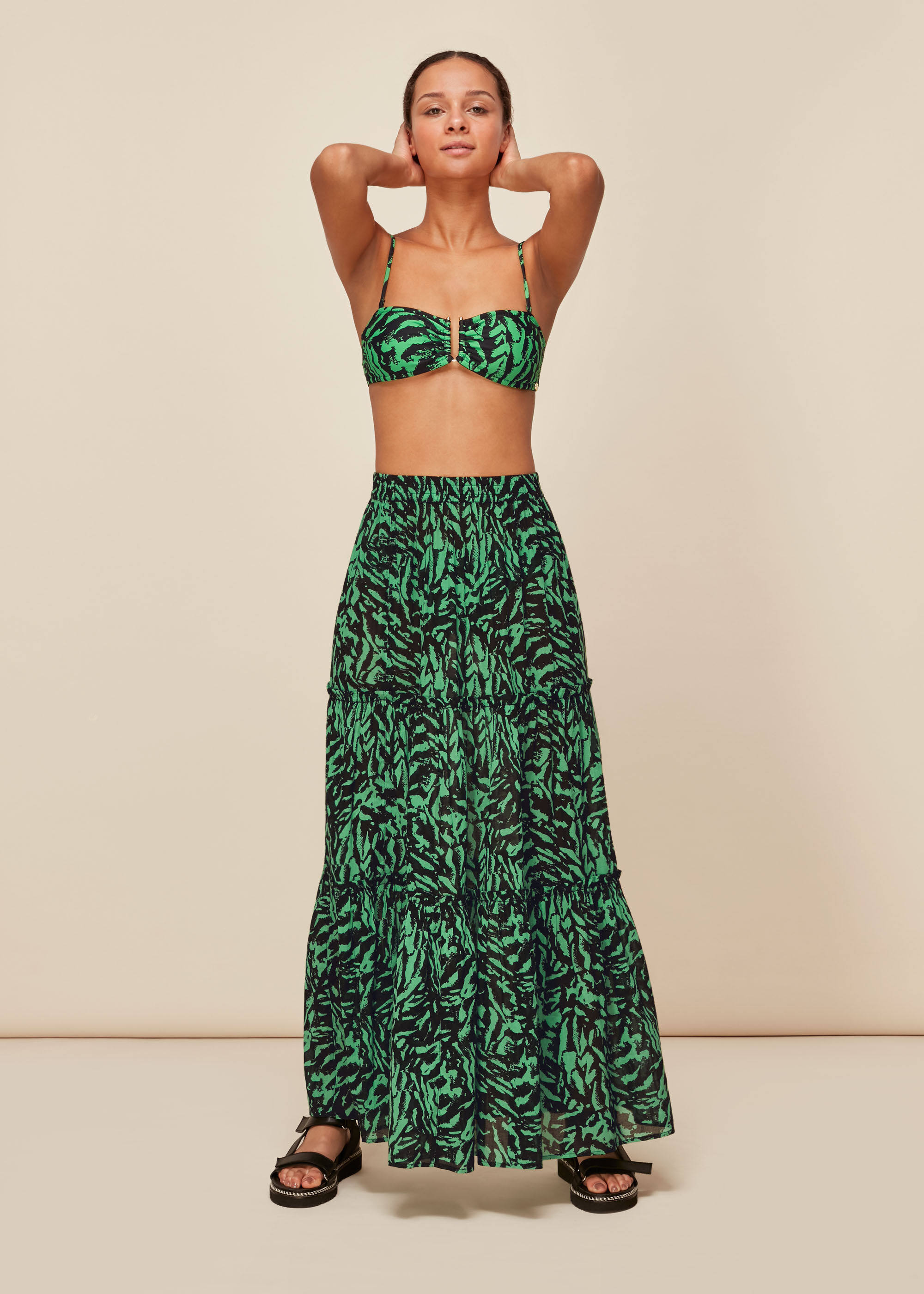 Green Tiger Animal Print Beach Skirt