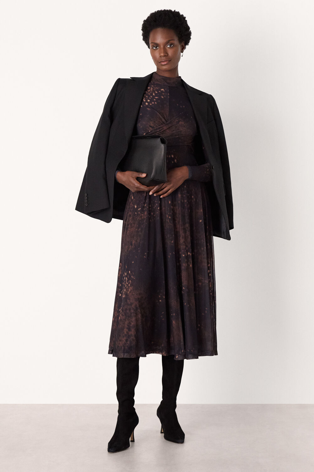 Brown Spotted Animal Mesh Dress