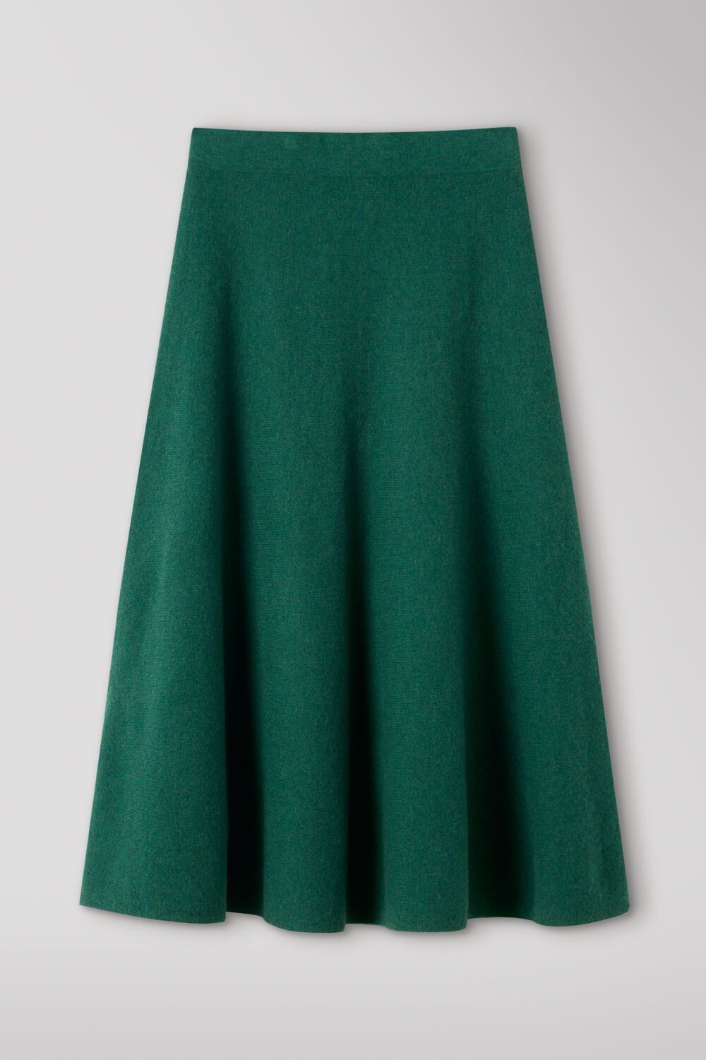 Green Wool Knitted Midi Skirt