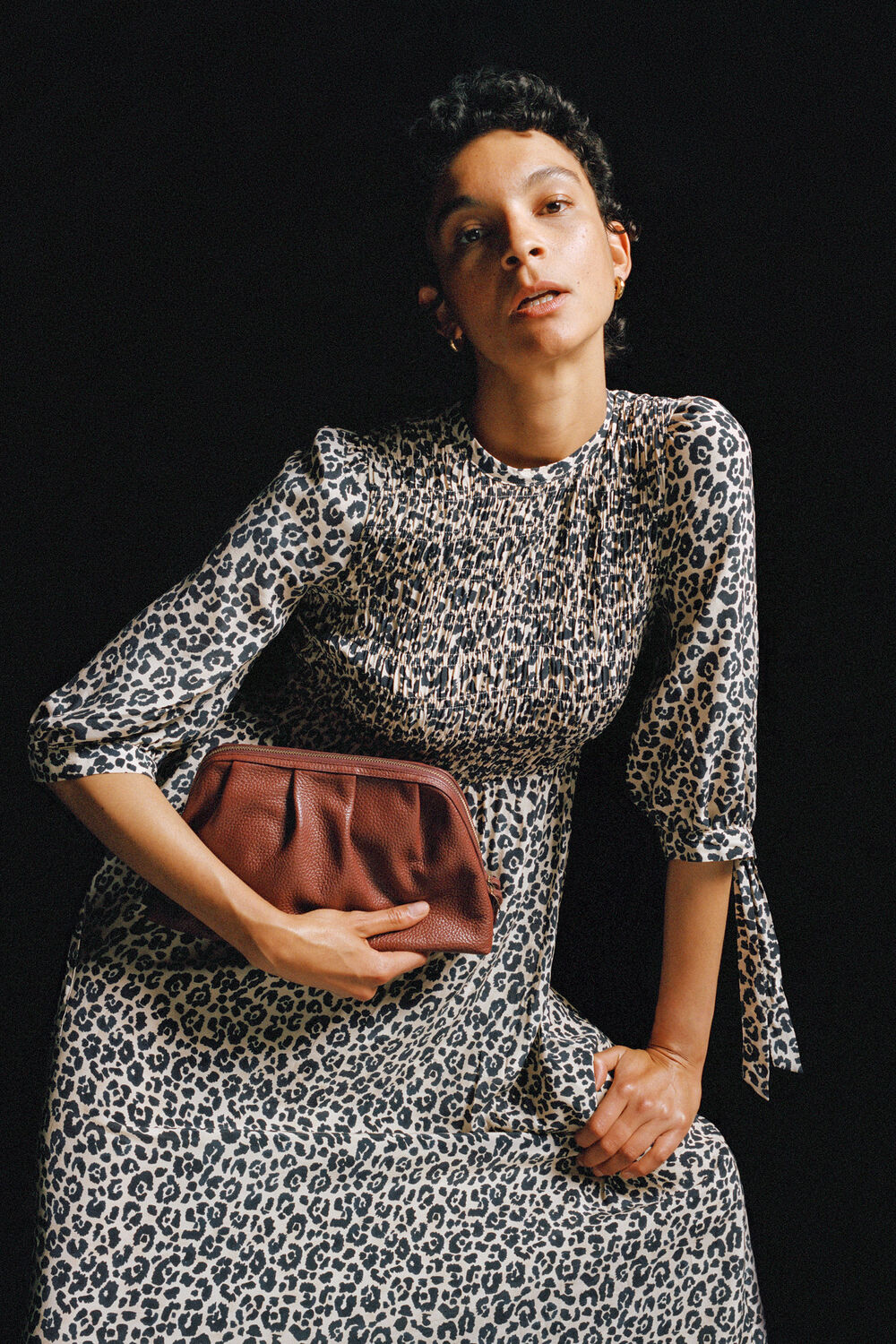 Cheetah Print Shirred Dress
