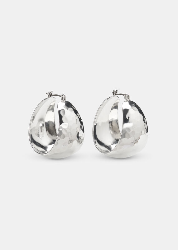 Silver Textured Curved Earring