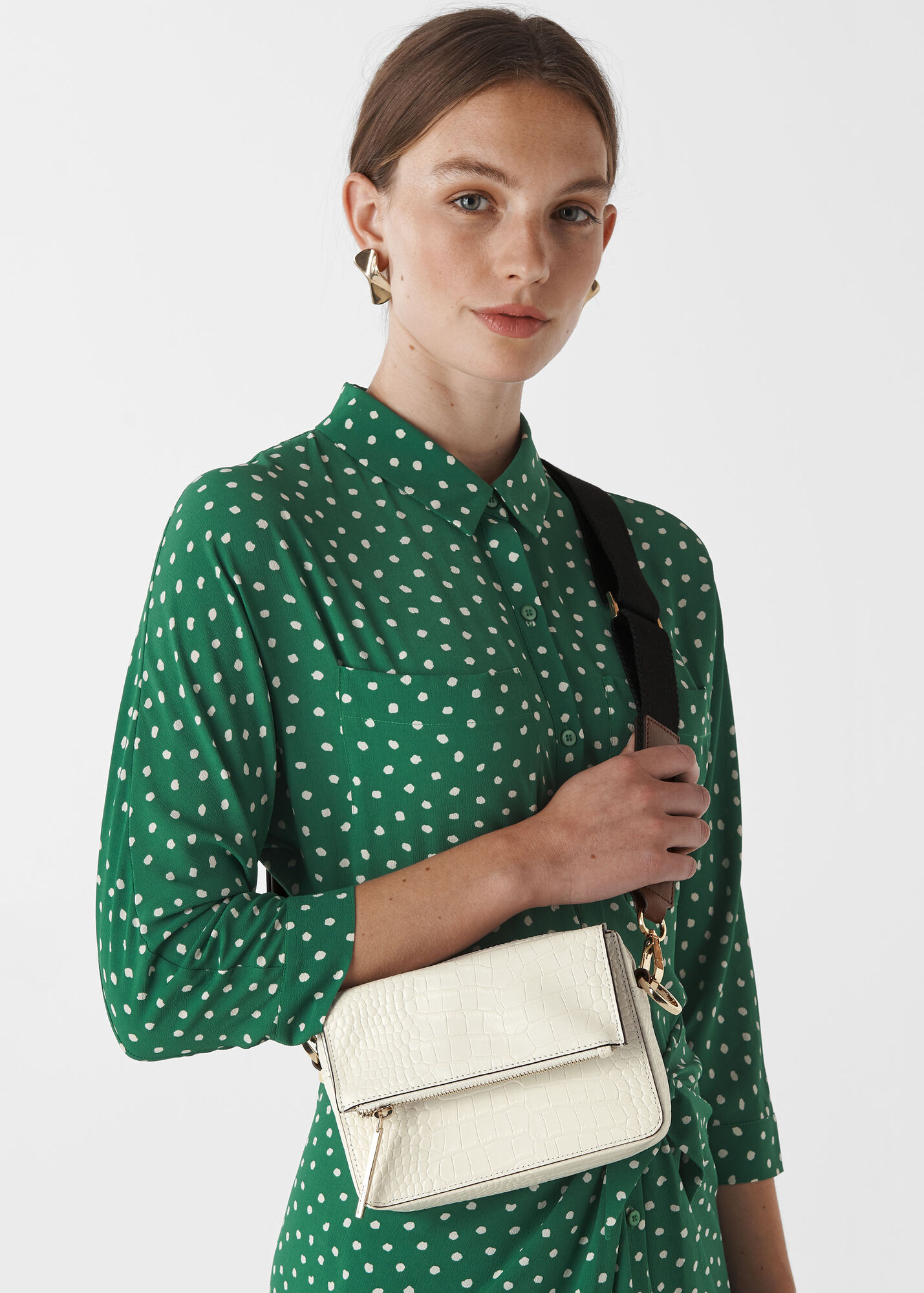 White Millie Croc Crossbody Bag | WHISTLES