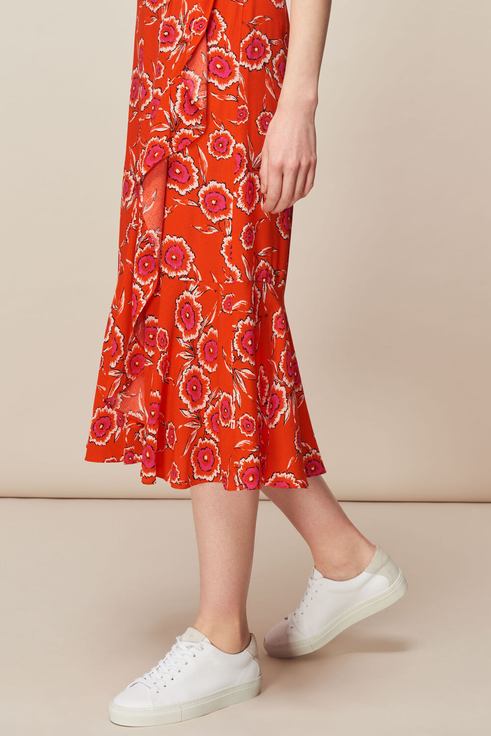Multicolour Diagonal Floral Skirt