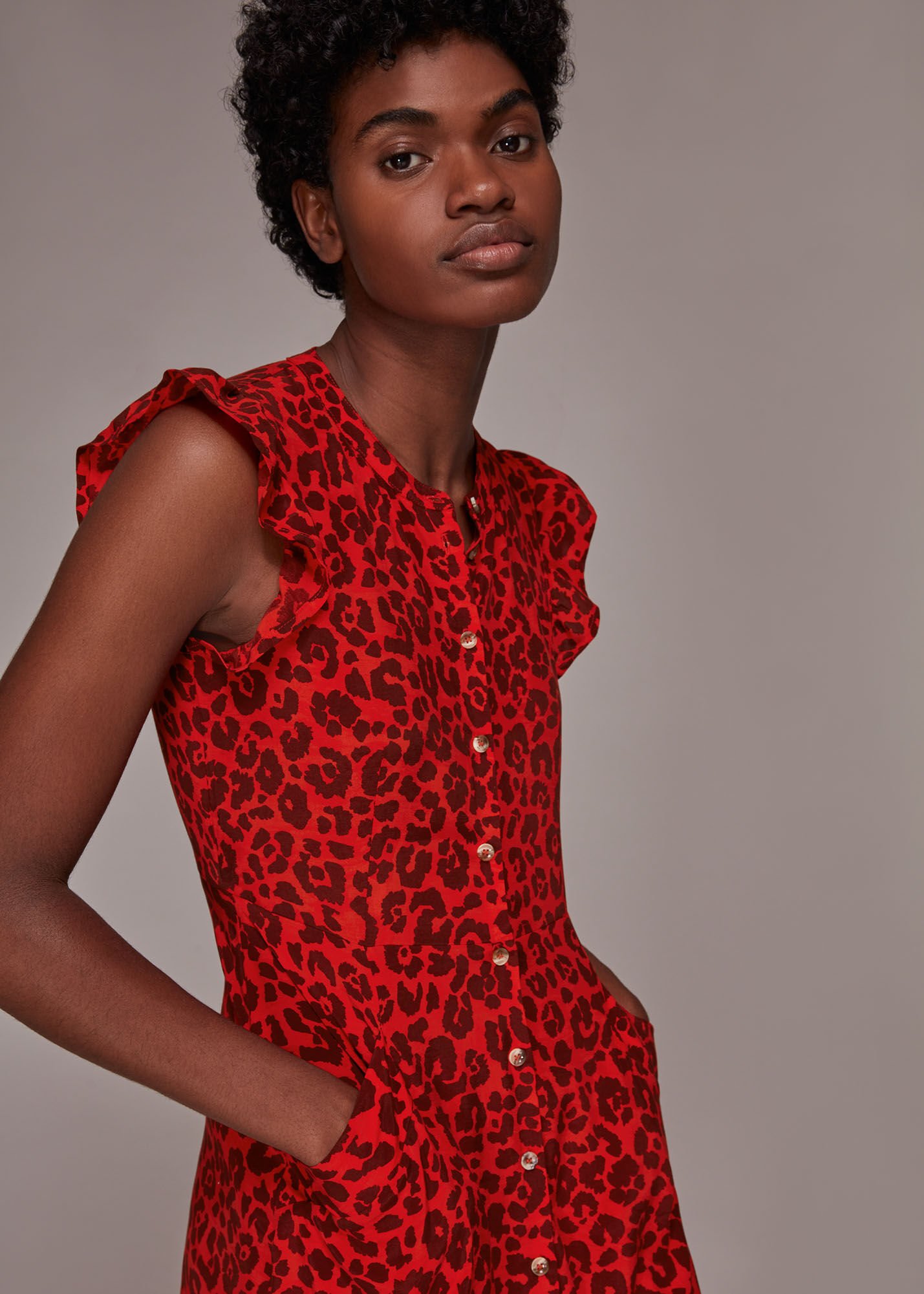 Whistles red animal print outlet dress