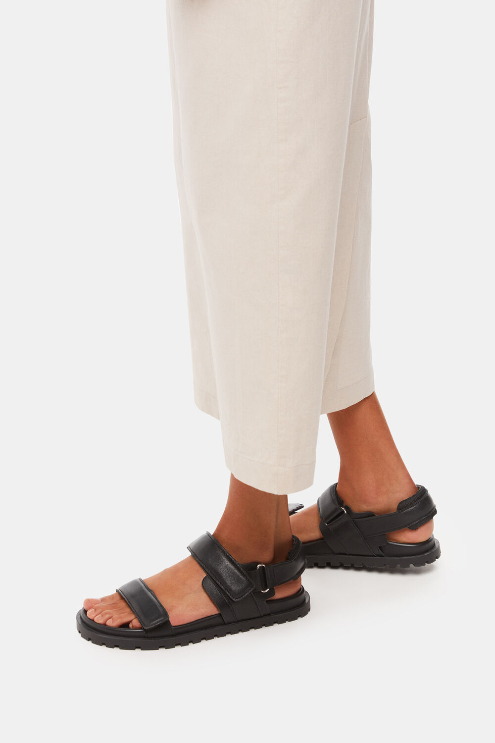 Black Ria Sporty Velcro Sandal