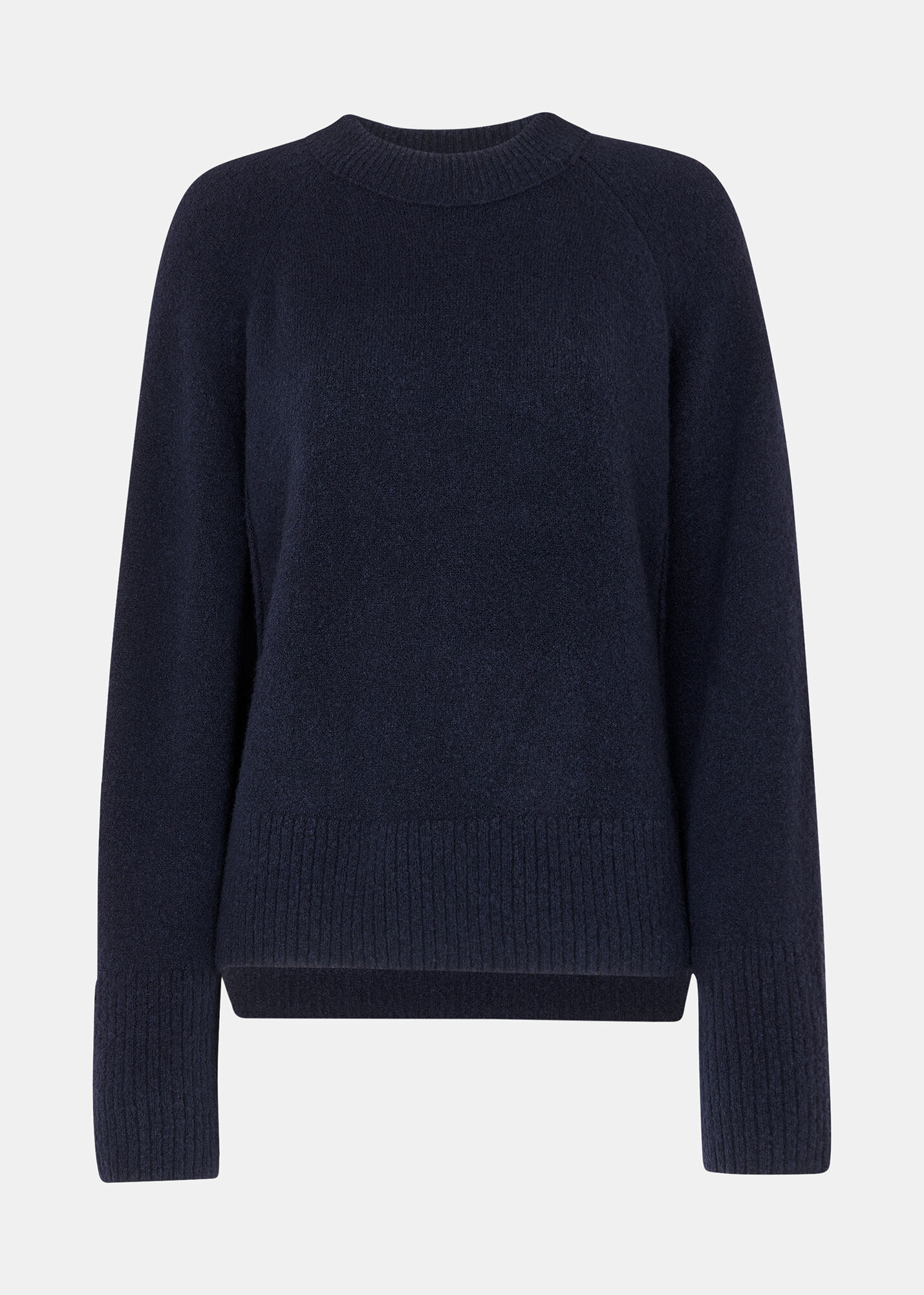 Women's Navy Wool Mix Side Split Sweater | Whistles US |