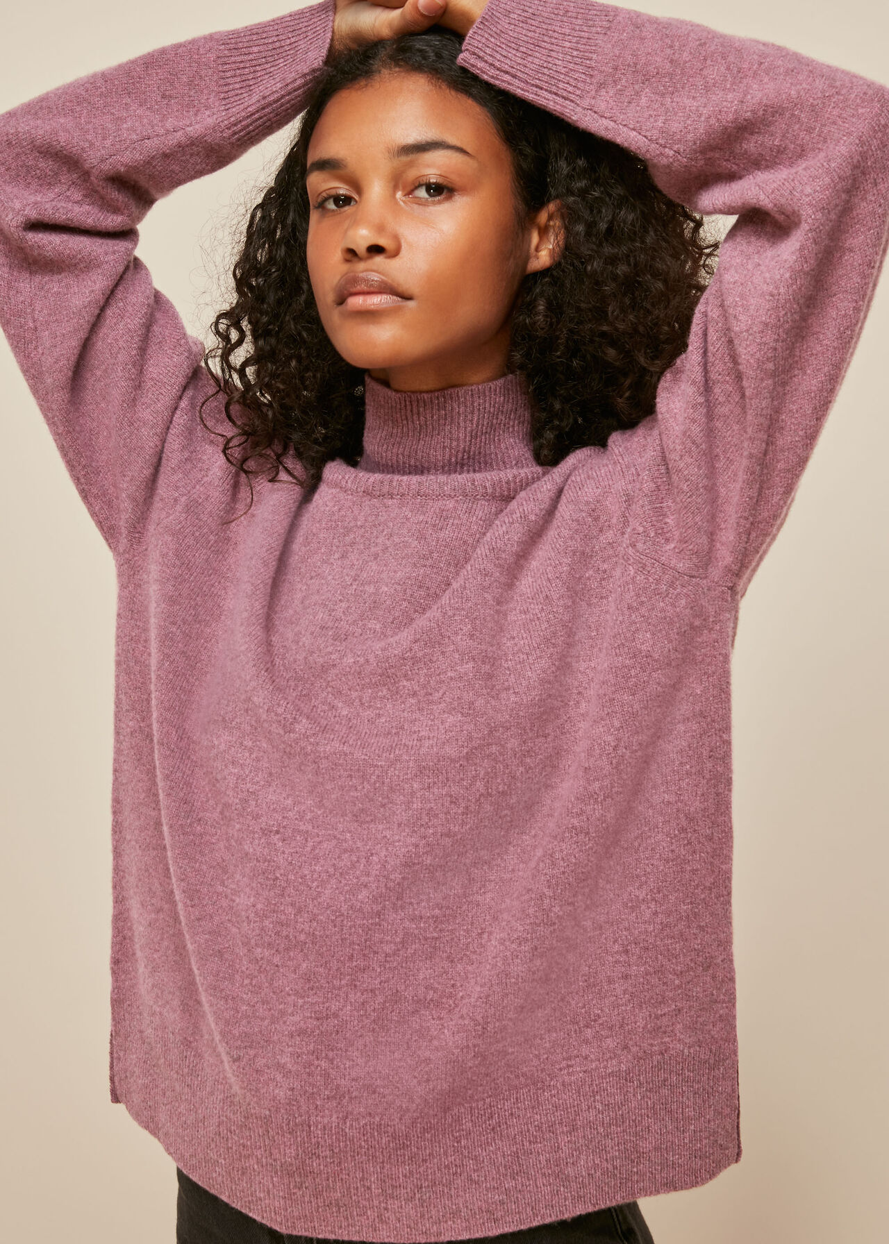 Purple/Multi Funnel Neck Merino Knit | WHISTLES | Whistles UK