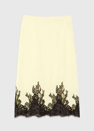 Lace Hem Satin Midi Skirt
