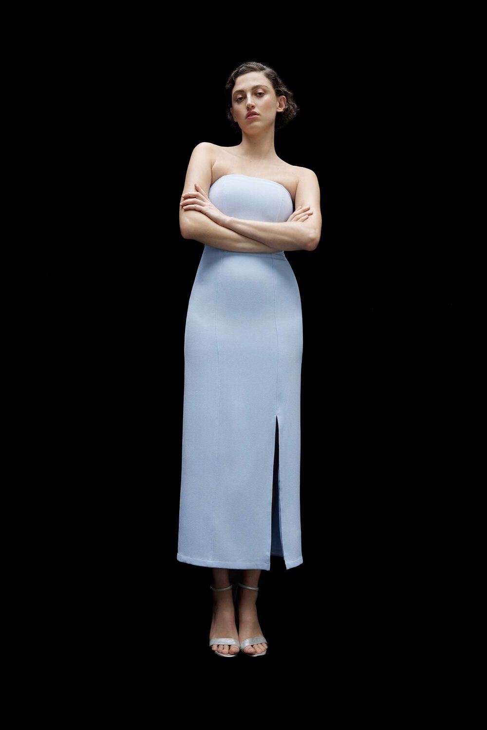 Pale Blue Gemma Strapless Maxi Dress