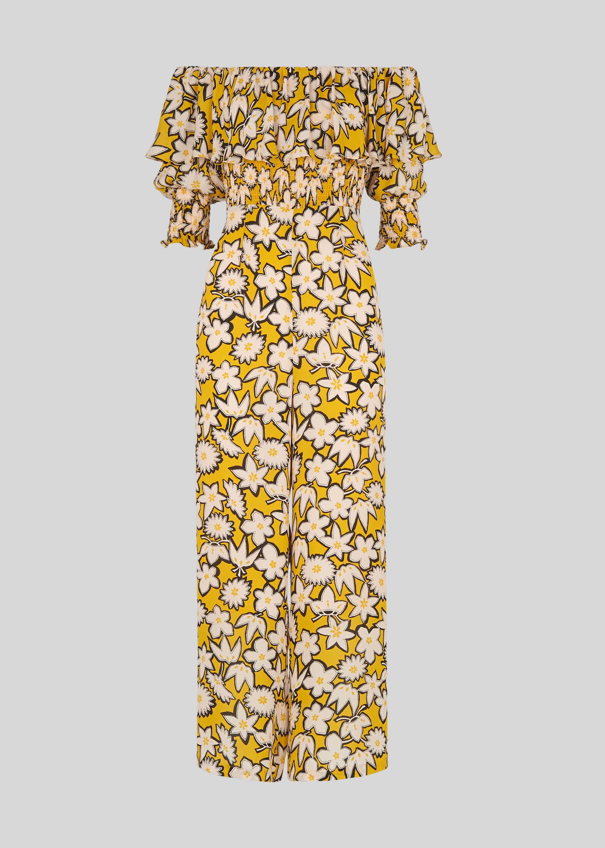 Yellow Rhea Print Silk Jumpsuit