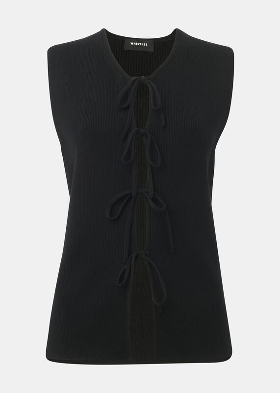 Black Tie Front Detail Tank