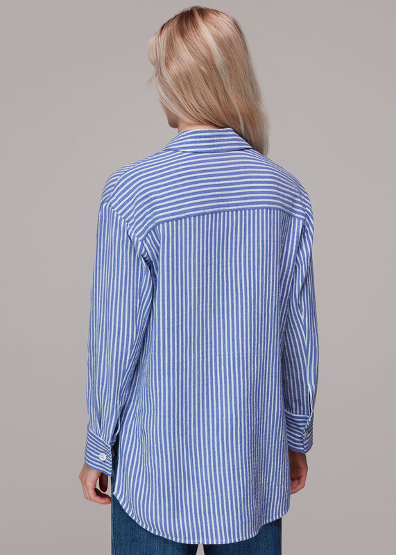 Blue Mollie Stripe Overshirt