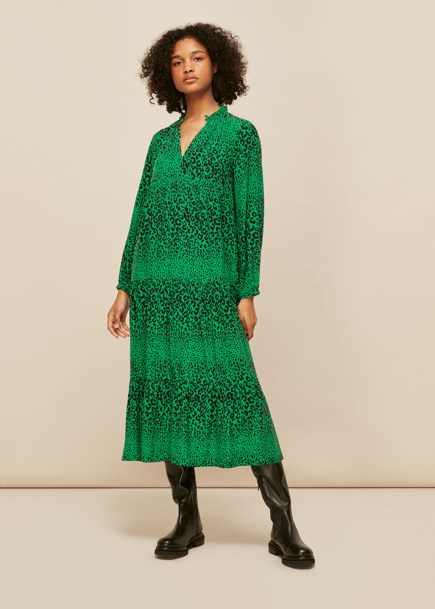 Green/Multi Enora Animal Longline Dress WHISTLES