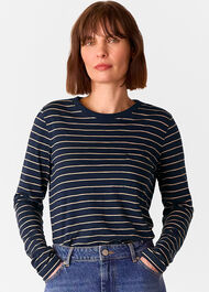 Stripe Crew Neck Pocket Top