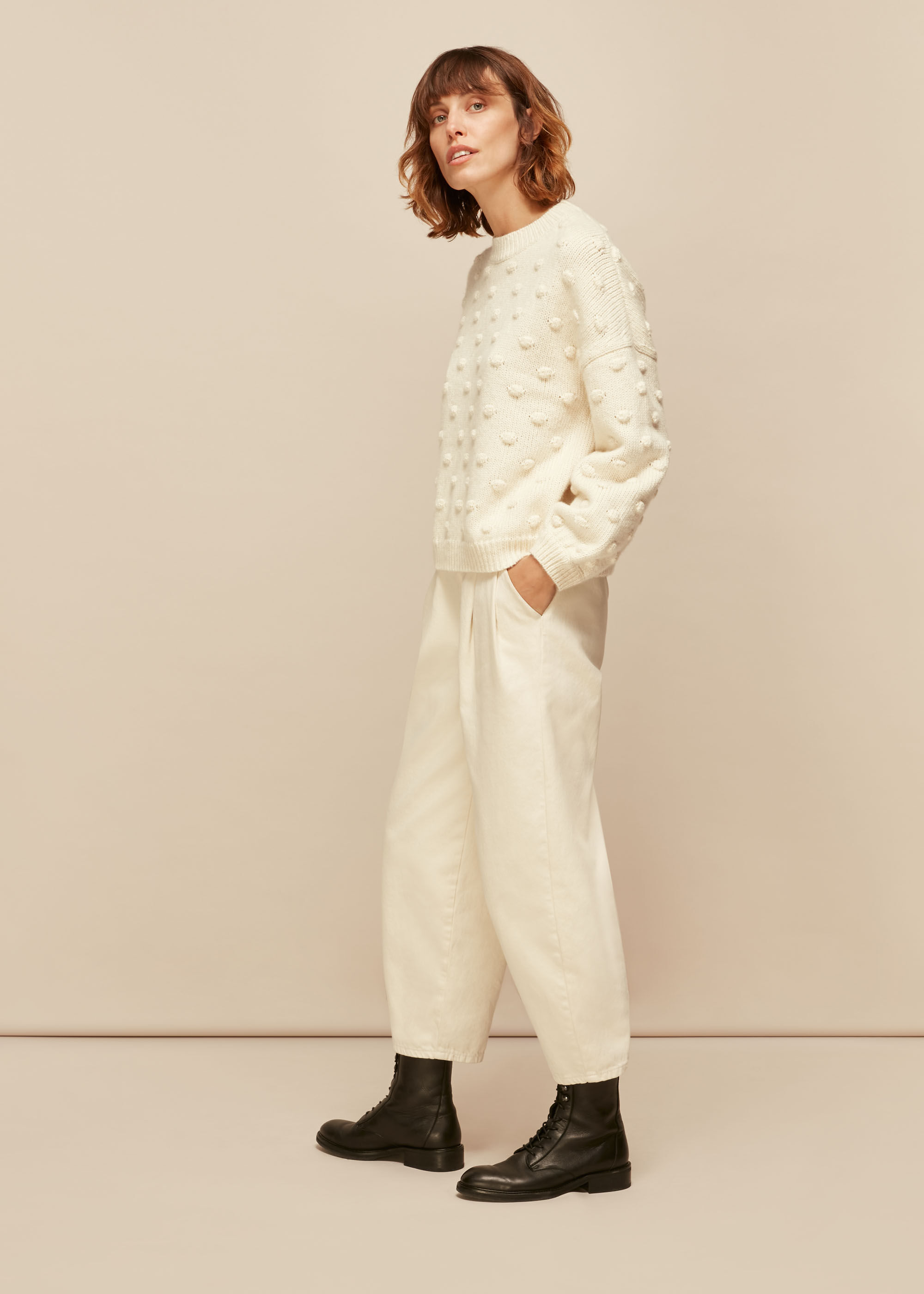 Ivory Bobble Knitted Jumper