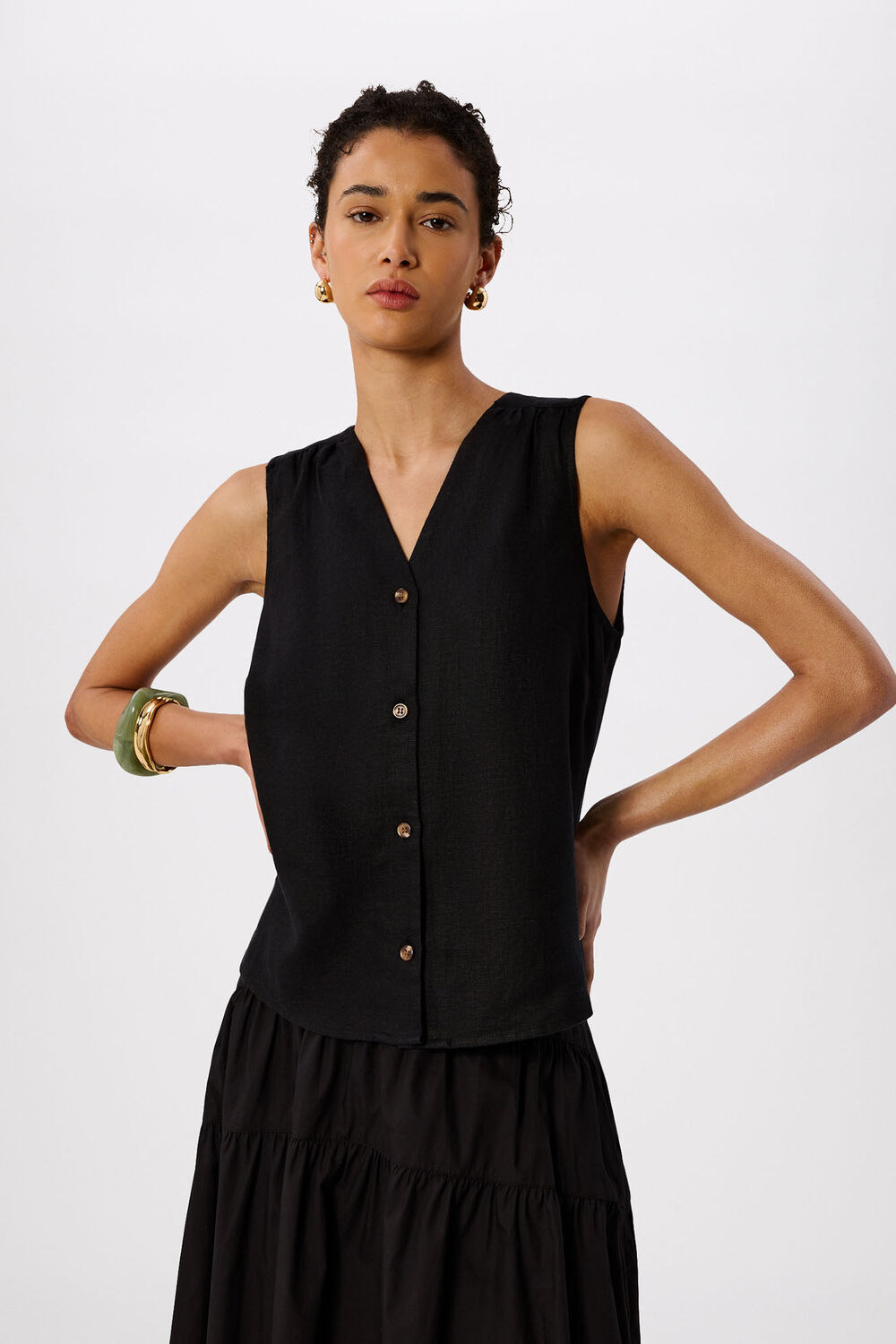 Black Laura Linen Tank