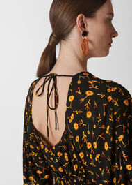 Aster Floral Wrap Dress Black/Multi