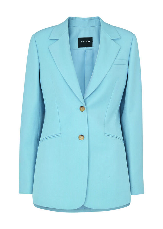 Blue Wool Blend Tailored Blazer