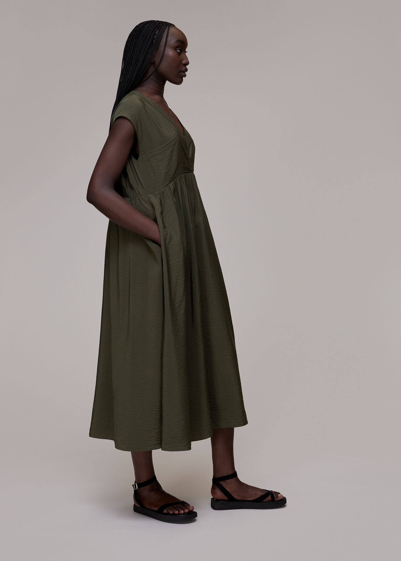 Khaki Amelie Trapeze Dress | WHISTLES