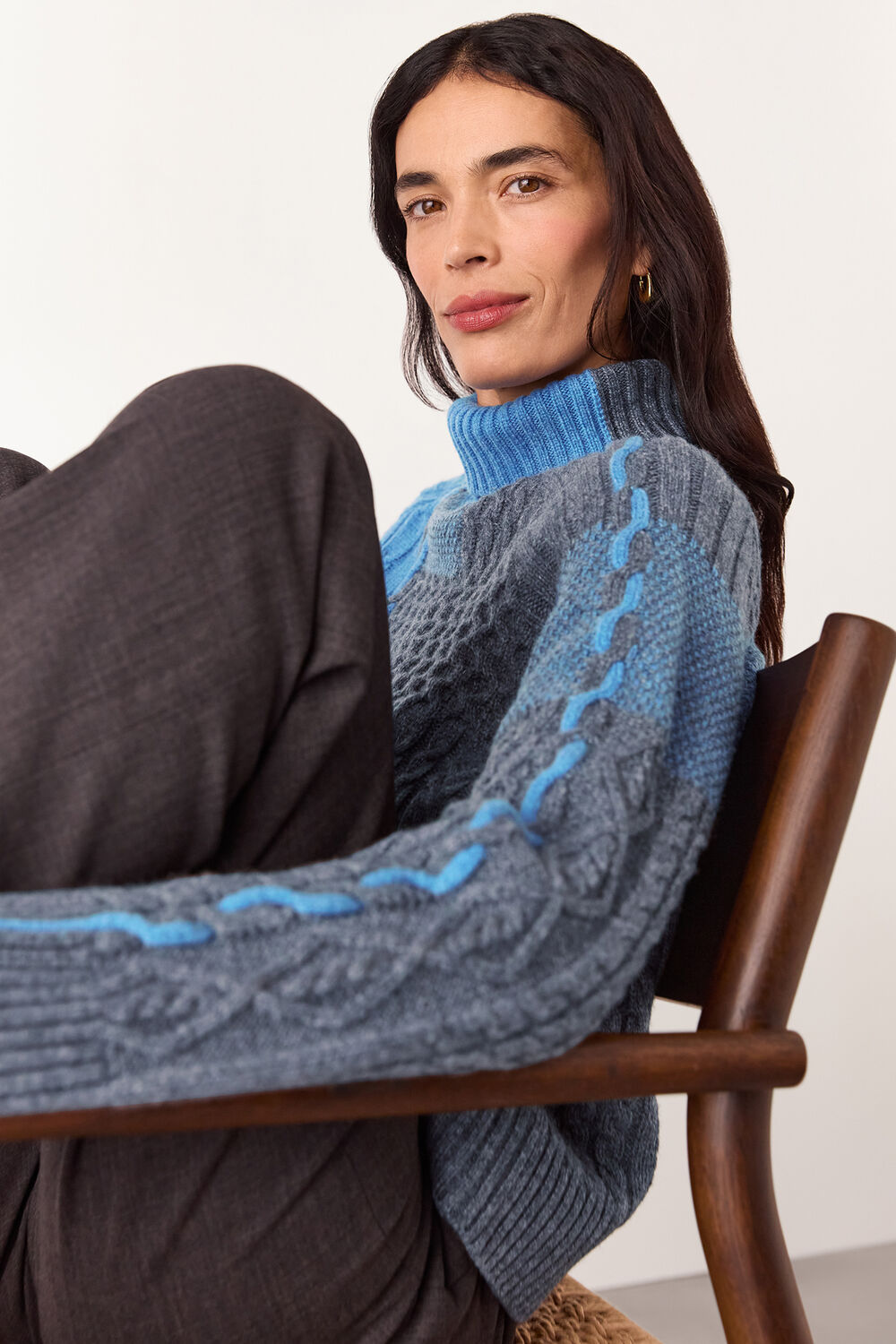 Patchwork Cable Knit Sweater