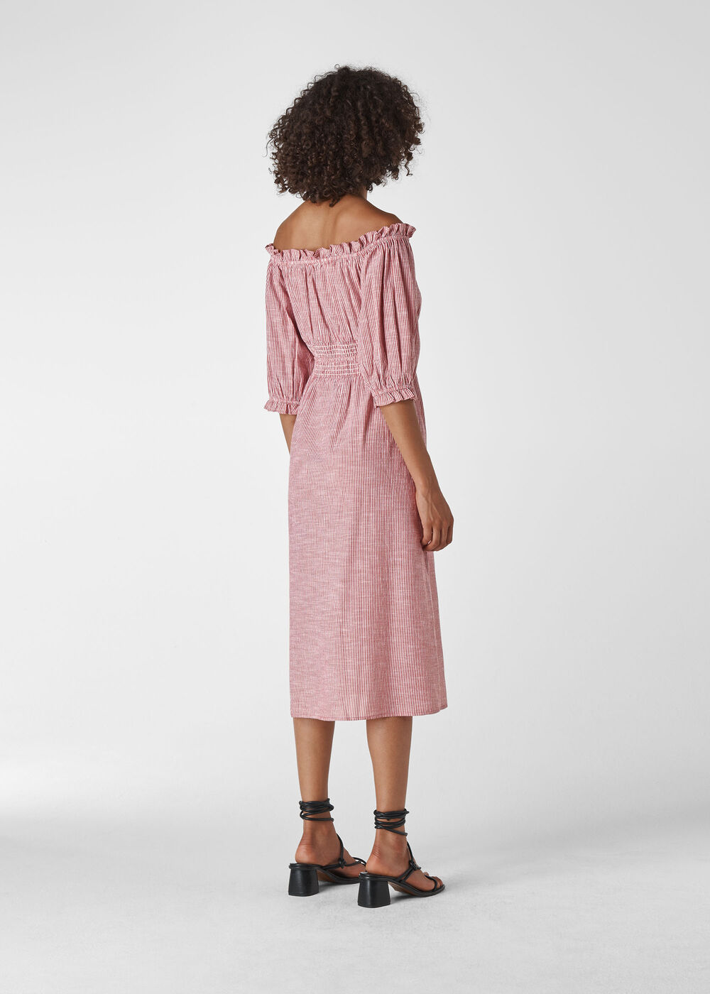 Simma Stripe Bardot Dress Red/Multi