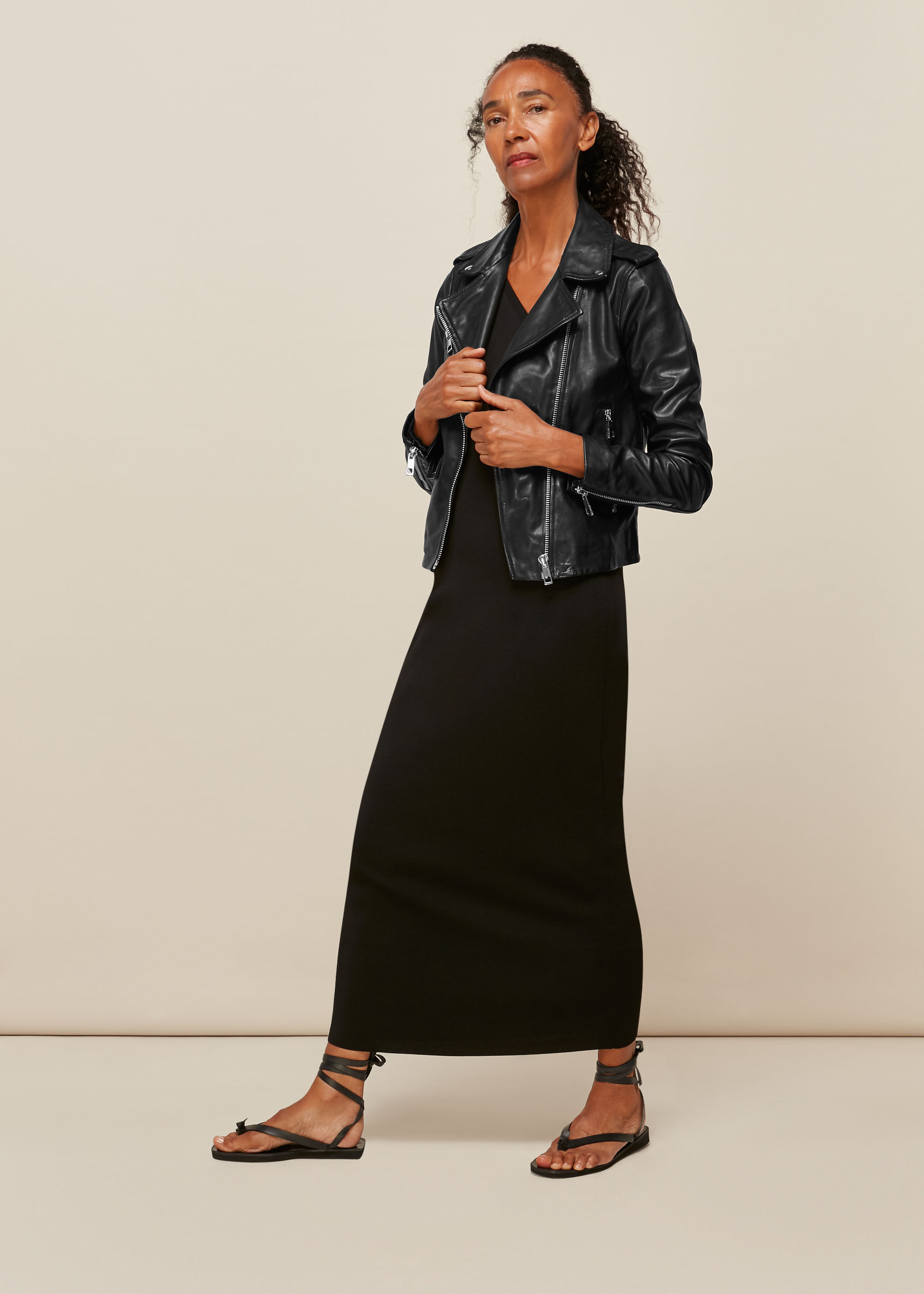Whistles agnes cheap leather biker jacket