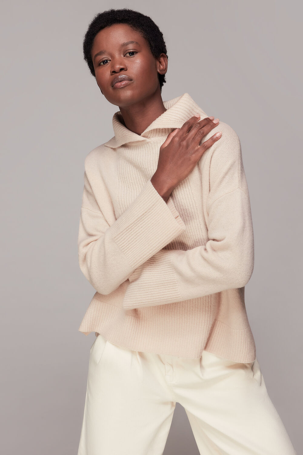 Rib Detail Collar Jumper