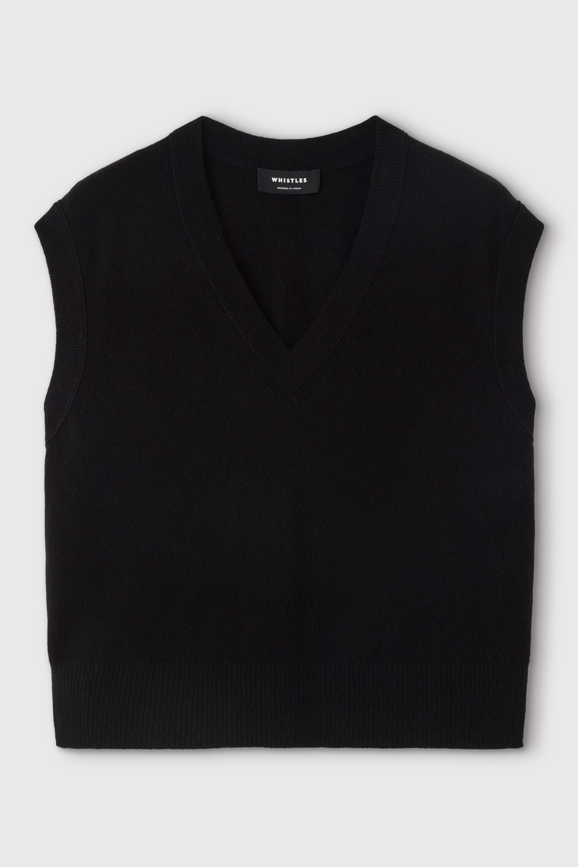 Women's Black Cashmere V Neck Sweater Vest | Whistles US |