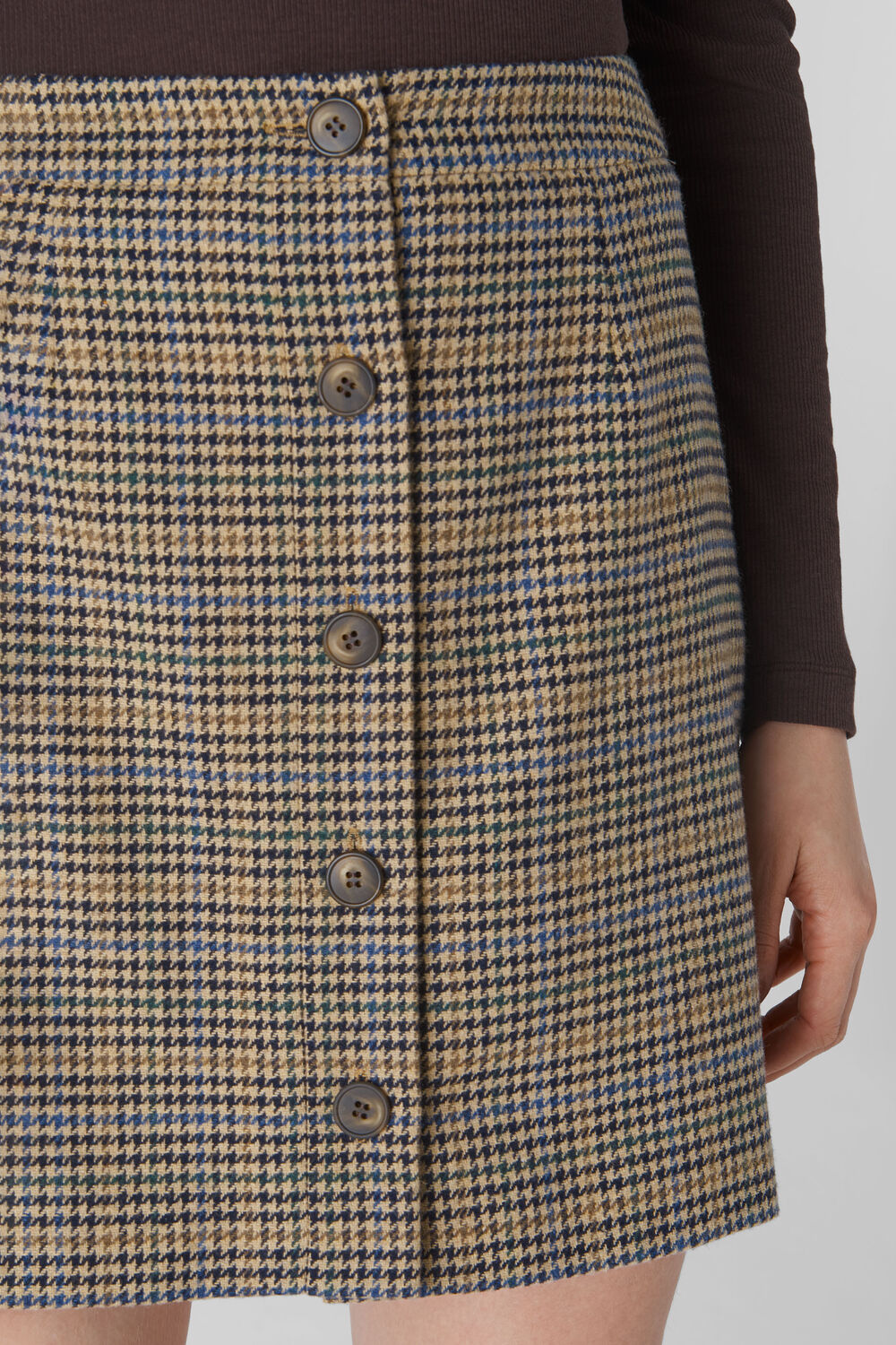 Houndstooth Button Aline Skirt Multicolour