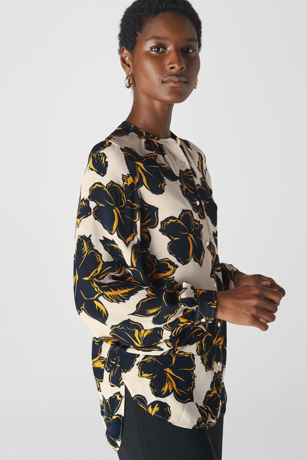 Tropical Flower Silk Shirt White/Multi