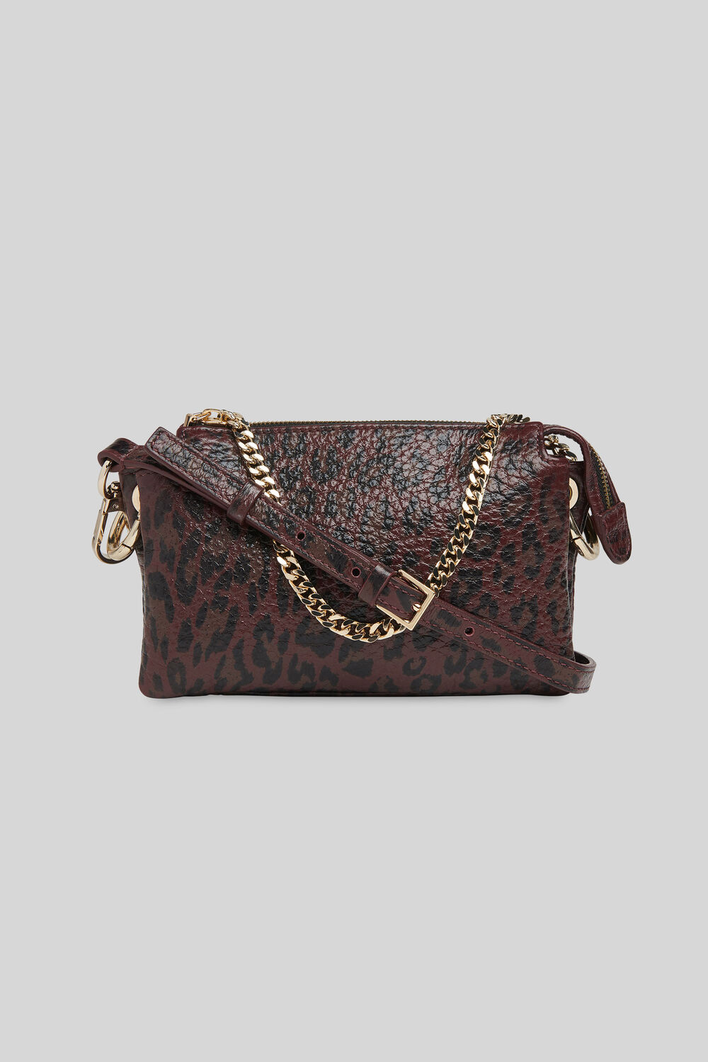 Hatton Leopard Chain Bag Burgundy